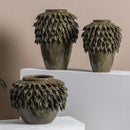 Axyaa Leaf Relief Ceramic Vase, Hand-made Porcelain Flower Pot, Floral Arrangement Accessory