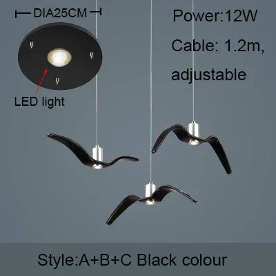 Axyaa Nordic Seagull Chandelier: Resin Brokis Night Birds Pendant Lamp