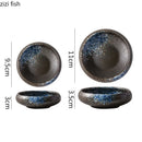 Axyaa Ceramic Seasoning Dish Vintage Sushi Plate Round Vinegar Dish Kitchenware