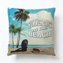 Axyaa Beach Alphabet Linen Pillowcase for Summer Home Decor
