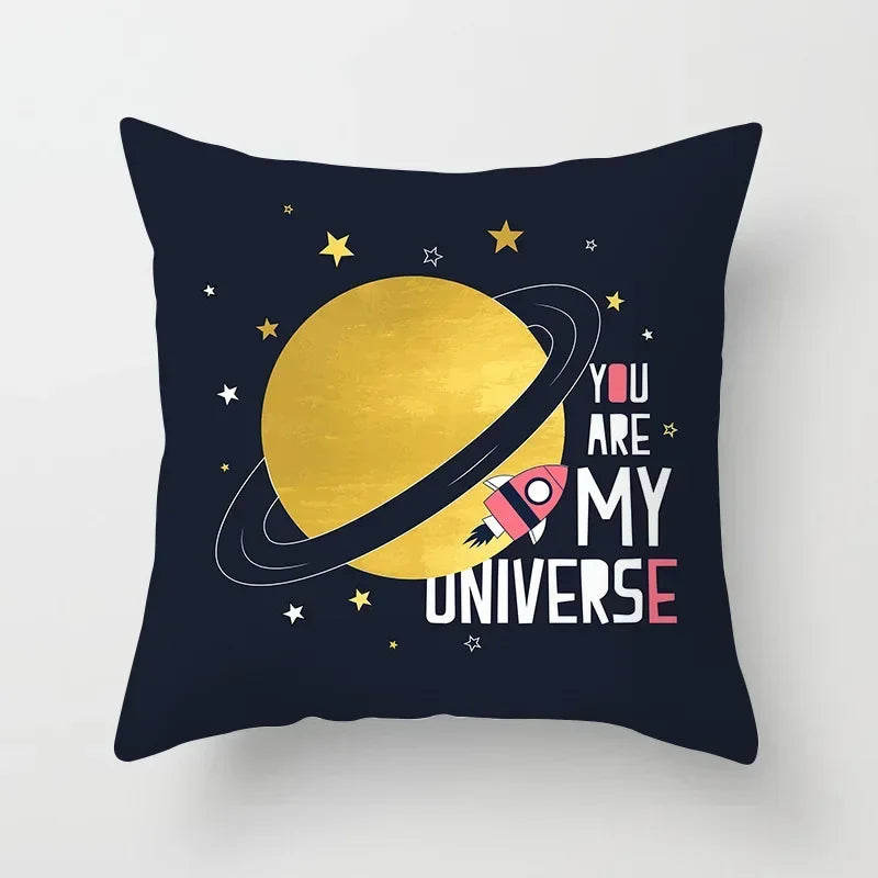Axyaa Astronaut Theme Polyester Pillowcase Sofa Chair Cover 45x45cm