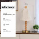 Axyaa Vintage Wood Fabric Desk Lamp, Japanese Style Bedside Study Bedroom Retro Lighting
