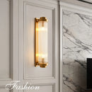 Axyaa Crystal Wall Lamp: Golden Modern Indoor LED Sconce for Bedroom, Living Room, Bathroom