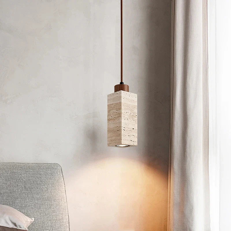 Axyaa Yellow Stone Pendant Light: Nordic LED Set for Cozy Home Ambiance