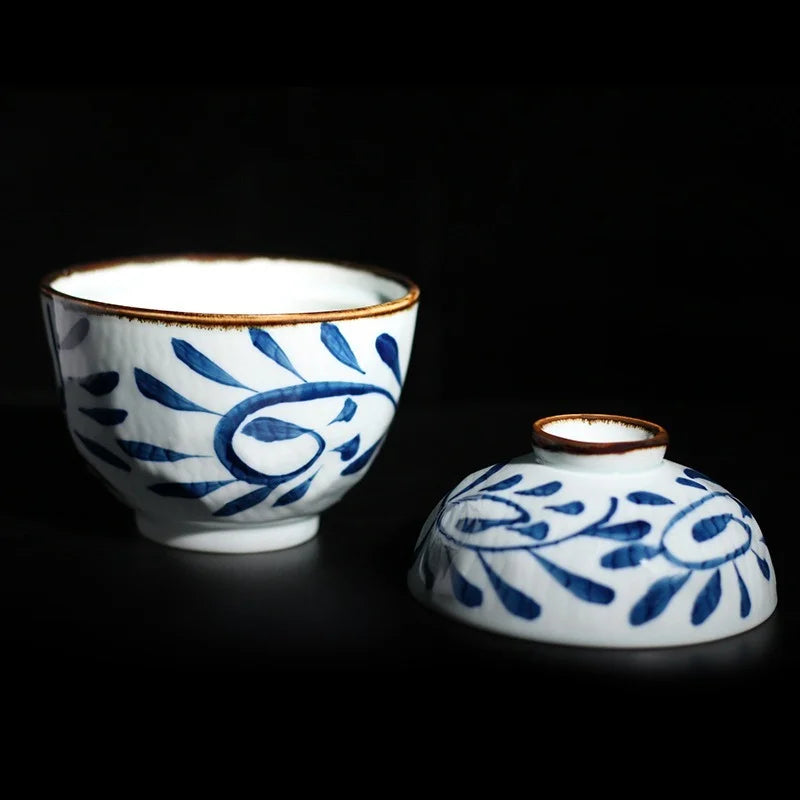 Axya Hand-painted Ceramic Stew Pot with Lid - Kitchen Tableware Soup Bowl