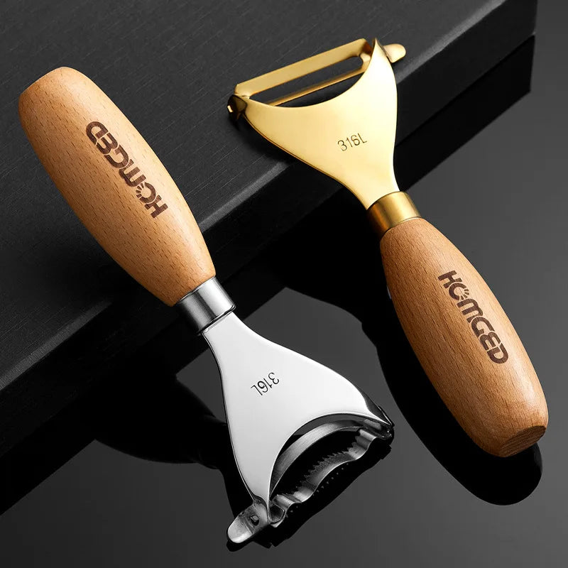 Axyaa Stainless Steel Peeler Corn Separator with Wooden Handle, Home Kitchen Tool