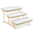 Axyaa 3-Tier Porcelain Serving Platter with Folding Stand