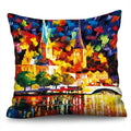 Axyaa Sunflower Starry Sky Oil Painting Polyester Cushion Cover Home Decor Pillowcase
