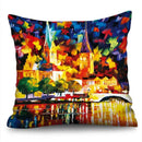 Axyaa Sunflower Starry Sky Oil Painting Polyester Cushion Cover Home Decor Pillowcase