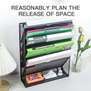 Axyaa 5-Layer Vertical Wall File Storage Rack with Magazine Holder - Black