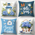 Axyaa Butterfly and Flower Wreath Sofa Cushion Cover Set, 17.7" x 17.7"