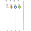 Axyaa Glass Straw Set - Summer Vacation Cocktail Kit with Cleaning Brush