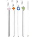 Axyaa Glass Straw Set - Summer Vacation Cocktail Kit with Cleaning Brush