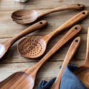 Axyaa Wooden Kitchen Utensil Set with Storage Bucket