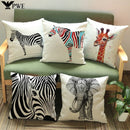 Axyaa Animal Print Linen Decorative Cushion Square Pillow