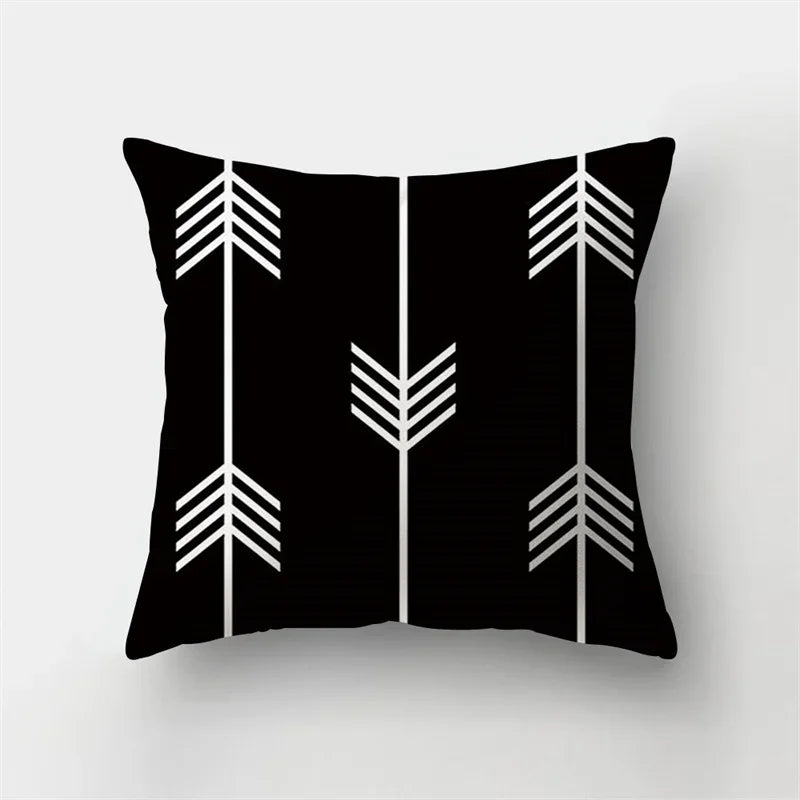 Yellow Black Geometric Cushion Cover - Wave Line Design by Axyaa