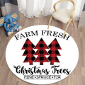 Axyaa Plaid Christmas Round Carpet - Non-Slip Home Decor Foot Mat