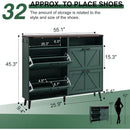 Axyaa Farmhouse Shoe Storage Cabinet with Barn Door Design & 4 Flip Drawers