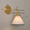 Axyaa Nordic LED Wall Light Fixture Glass Rotate Copper Bedside Lamp