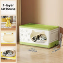 Axyaa Cat House Storage Cabinet, Foldable, 1-3 Tier - Yellow/Green