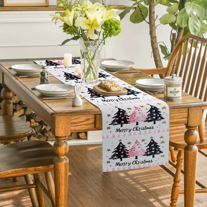 Axyaa Christmas Tree Stars Table Runner