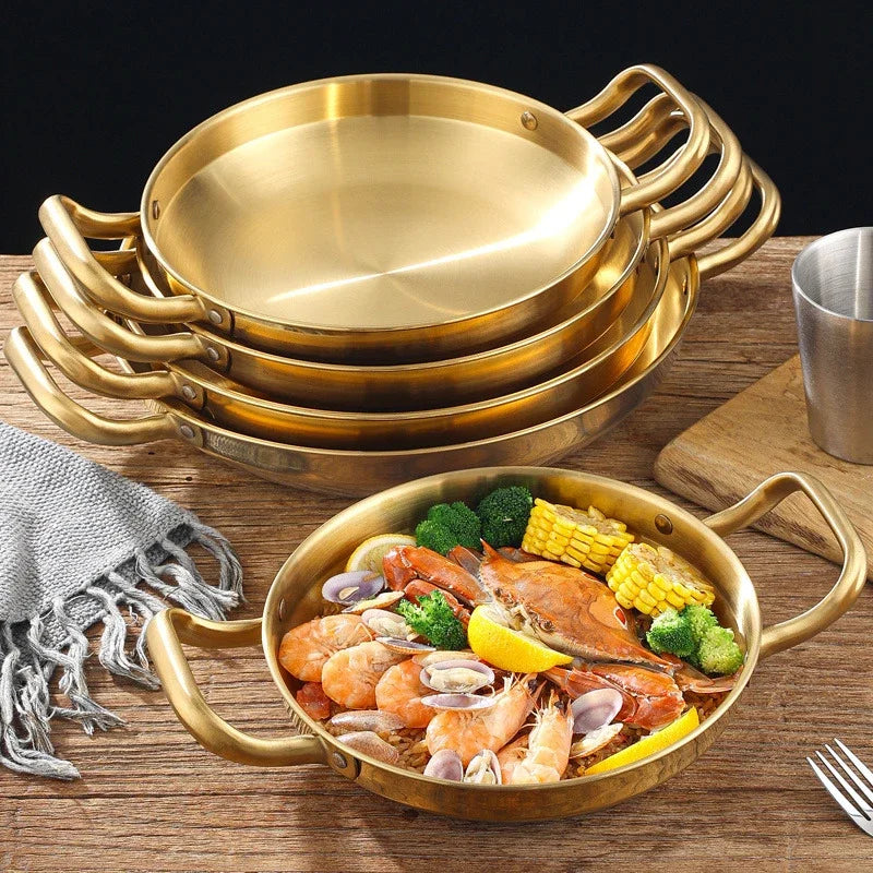 Axya Golden Army Hotpot: Thickened Double Ear Frying Pan Rice Pot & Seafood Dry Pot