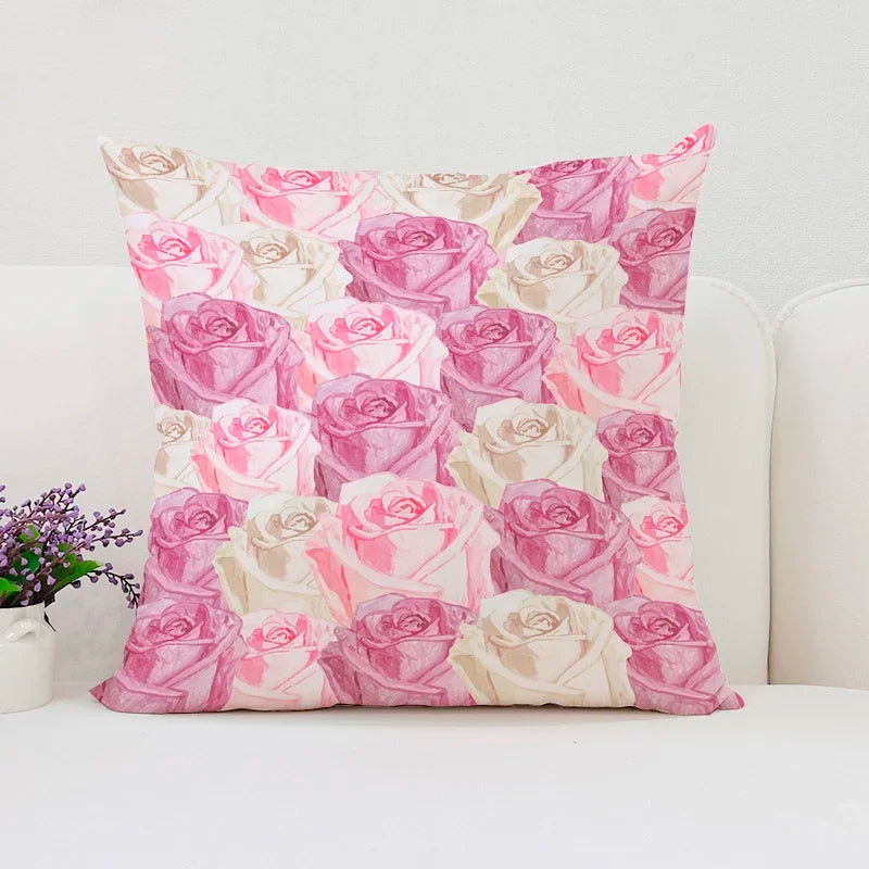 Axyaa Roses Flowers Pillowcase 45*45 Decorative Cover for Living Room Beds