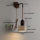 Axyaa Wood Yellow Stone Pull Chain Wall Light with Adjustable Wire, LED Indoor Bedroom Lamp