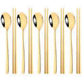Axyaa Black Gold Stainless Steel Cutlery Set - 10Pcs Luxury Korean Tableware