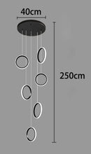 Axyaa LED Ring Pendant Chandelier | Adjustable Hanging Cables | Gold/Black | Home Dining Living Room