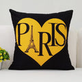 Axyaa Black Yellow Alphabet Letter Cushion Cover - Square Polyester Pillow Case
