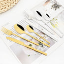 Axyaa 24-Piece Stainless Steel Black Cutlery Set Dinnerware Flatware Tableware