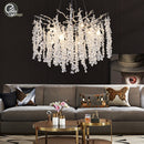 Axyaa Chrome Crystal Tree Branch Chandelier: Elegant Nordic Design with LED Lights