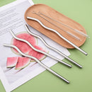 Axyaa Stainless Steel Wave Straws Set with Brush - 4pcs Cocktail Bar Drinkware