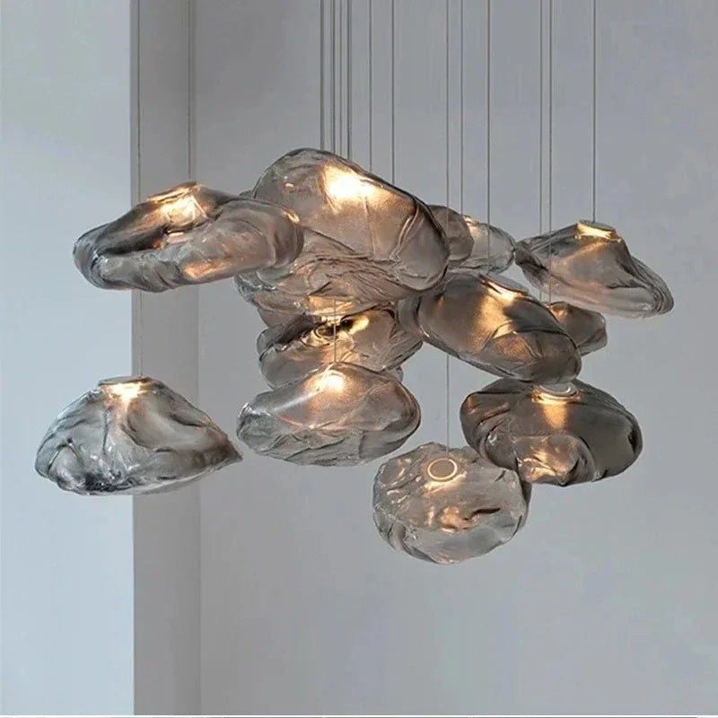 Axyaa Glass LED Pendant Light: Modern Cloud Design Hanging Lamp for Dining Room