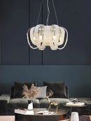 Axyaa Tassel Crystal LED Chandelier: Modern Nordic Round Pendant Lamp