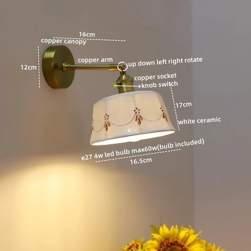 Axyaa Ceramic Hand-painted LED Wall Light Fixture for Modern Spaces