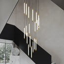 Axyaa LED Copper Staircase Chandelier for Duplex Villa Hotel Lobby Indoor Lighting