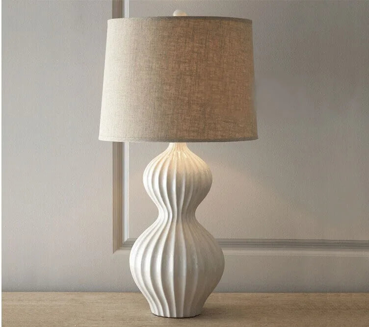Axyaa White Ceramic Table Lamps for Living Room Bedroom Bedside