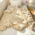 Axyaa Milk Fleece Fringed Blanket Large Lamb Fleece Craft Blanket Cover