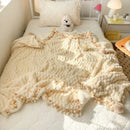 Axyaa Milk Fleece Fringed Blanket Large Lamb Fleece Craft Blanket Cover