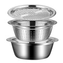 Axyaa Stainless Steel Strainer Set & Mixing Bowl for Slicing Fruits & Vegetables
