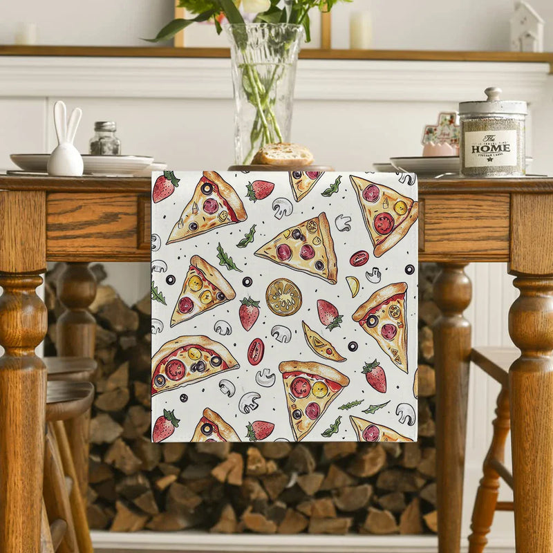 Vibrant Pizza Table Runner by Axyaa: Kitchen, Dining, Living Room Decor