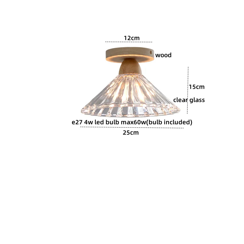 Axyaa Crystal Wood LED Ceiling Lamp Clear Glass Modern Ceiling Lights