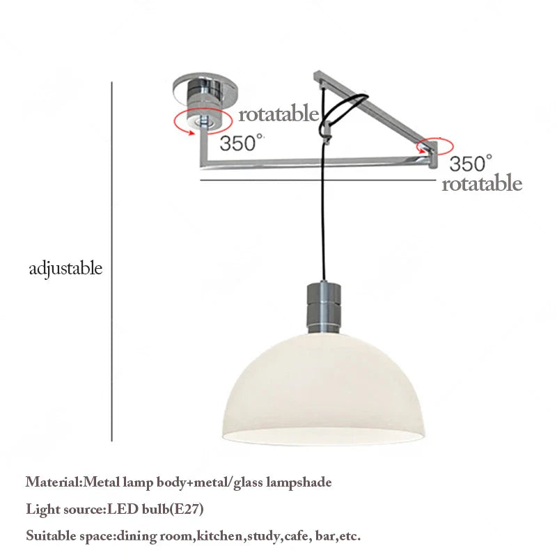 Axyaa Modern Telescoping Pendant Lights Rotatable Metal Ceiling Lamps for Dining, Kitchen, and Study