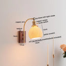Axyaa Ceramic Walnut LED Wall Lights - Modern Bedroom & Living Room Bedside Lamp