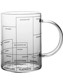 Axyaa Glass Brewing Coffee Mug with Scales & White Letters