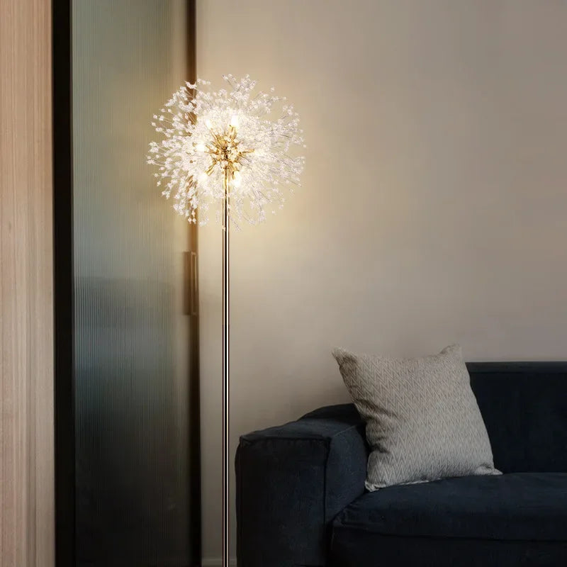 Axyaa Crystal Dandelion Floor Lamp - Nordic Wind Design for Bedroom and Living Room