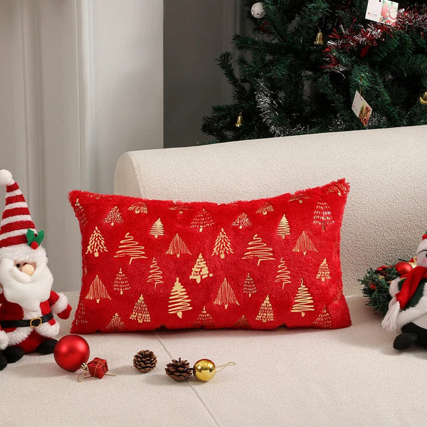 Axyaa Plush 30x50cm Christmas Cushion Cover for Living Room Sofa and Party