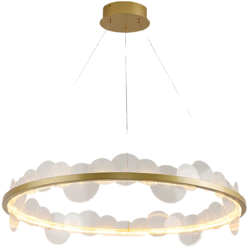 Axyaa Frosty Acrylic Ring LED Chandelier for Modern Living Room and Office Decor